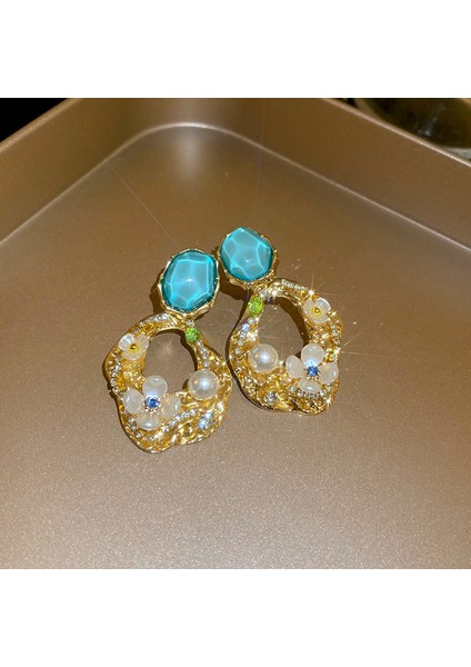 Elektroliz Gümüş Iğne Tatlı Su Inci Çiçek Küpe Moda Üst Düzey Küpe Duygusu Fransız Işık Lüks ve Zarif Küpe Kadın (Yurt Dışından)