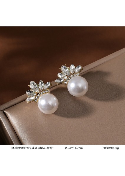 925 Gümüş Iğne Inci Küpe Fransız Retro Işık Lüks Niş Kıdemli Küpe Duygusu Kadın Kore Mizaç Küpe (Yurt Dışından)