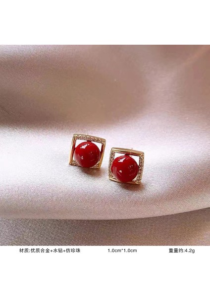 925 Gümüş Iğne Inci Küpe Fransız Retro Işık Lüks Niş Kıdemli Küpe Duygusu Kadın Kore Mizaç Küpe (Yurt Dışından)