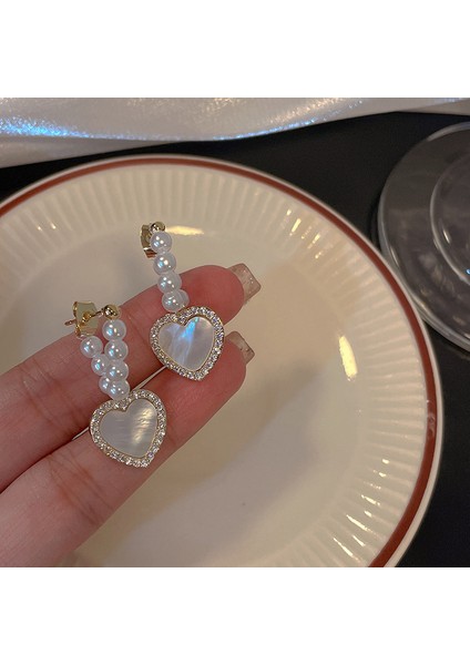 Elektroliz Gümüş Iğne Tatlı Su Inci Çiçek Küpe Moda Üst Düzey Küpe Duygusu Fransız Işık Lüks ve Zarif Küpe Kadın (Yurt Dışından)