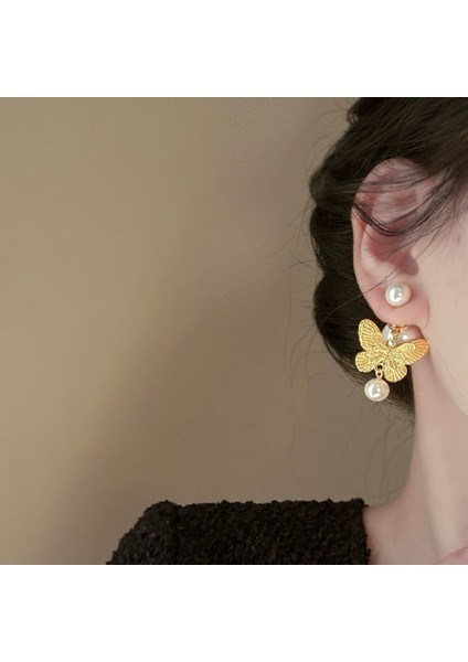 Elektroliz Gümüş Iğne Tatlı Su Inci Çiçek Küpe Moda Üst Düzey Küpe Duygusu Fransız Işık Lüks ve Zarif Küpe Kadın (Yurt Dışından) modelleri