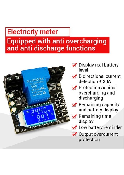 ZK-J30 Coulomb Metre Ekran Pil Testi Lityum Pil Koruması Çift Yönlü Akım 30A (Yurt Dışından) modelleri