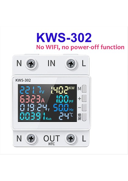 Tuya Wifi Power Metre Renk Ekran 2p Çok Fonksiyonlu Ac Enerji Ölçer Mobilephone Remototely App Kontrolü 170-300V/63A -B -B (Yurt Dışından) fiyatları