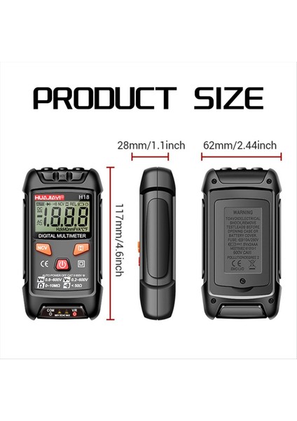 Huajiayi H18 Mini Dijital Multimetre Ac/dc Voltaj Metre 1999 Multimetro Ohm Ncv Elektrik Araçları Kırmızı (Yurt Dışından) fiyatları