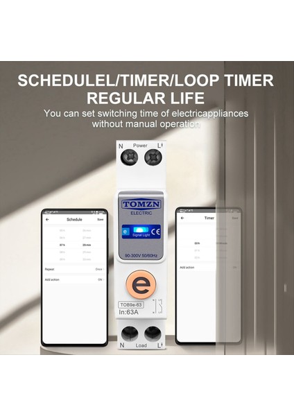 Tomzn TOB9E-63 Ölçüm Yok 1p+N 63A Wifi Akıllı Anahtar Enerji Ölçer Devre Kesici Zamanlayıcı Rölesi Akıllı Ev Koruması (Yurt Dışından)