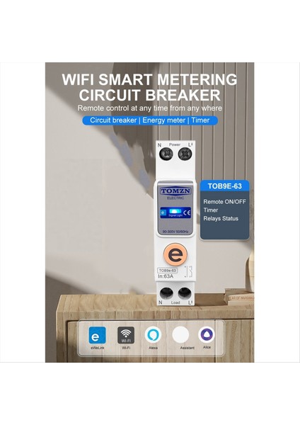 Tomzn TOB9E-63 Ölçüm Yok 1p+N 63A Wifi Akıllı Anahtar Enerji Ölçer Devre Kesici Zamanlayıcı Rölesi Akıllı Ev Koruması (Yurt Dışından) fiyatları