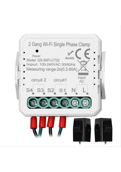 Tuya Wifi 80A Tek Faz Kelepçe Güneş Pv Çift Yönlü Iki Yönlü Enerji Ölçer Uygulama Kontrolü 2 Çete (Yurt Dışından)