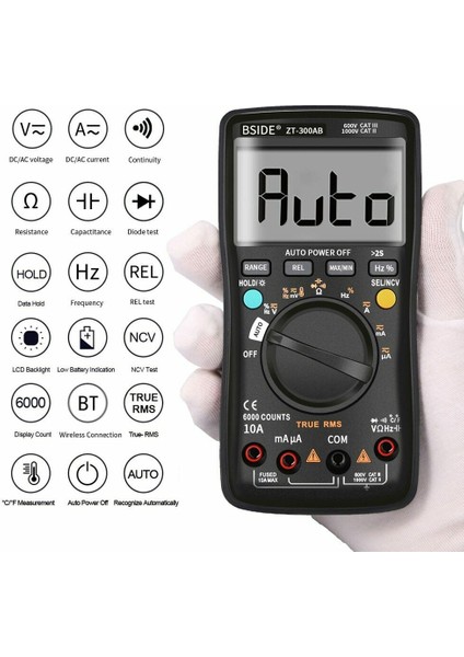 Bıde ZT-300AB Dijital Multimetre Kablosuz Teknolojisi Ampermetre True Rms Otomatik Rang Akıllı Analog Voltmetre Kondansatör Test Cihazı (Yurt Dışından) modelleri