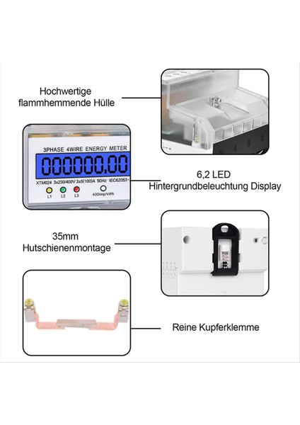 3 Faz Güç Ölçer DTM024 Dijital LCD Ekran Enerji Ölçer Elektrik Kilowatt Saat Metre 220/380V 5-100A (Yurt Dışından) fiyatları