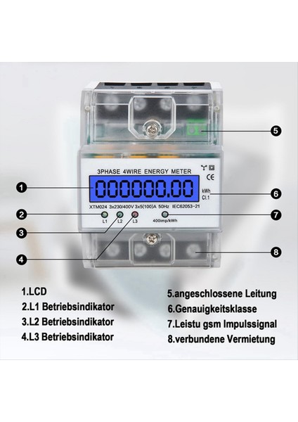 3 Faz Güç Ölçer DTM024 Dijital LCD Ekran Enerji Ölçer Elektrik Kilowatt Saat Metre 220/380V 5-100A (Yurt Dışından) modelleri