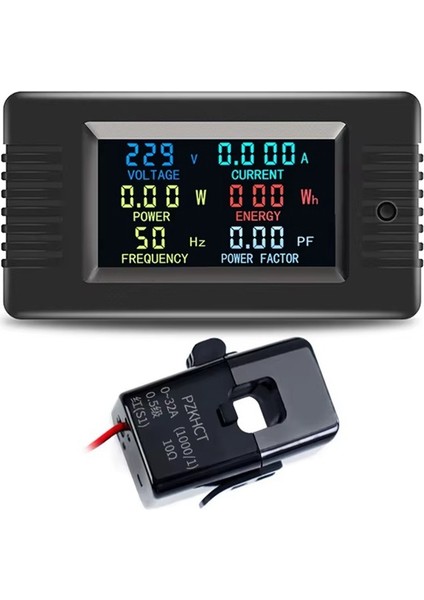Peacefair PZEM-022 Dijital Metre 6in1 Renk LED Ekran Tek Faz Enerji Ölçer Voltmetre Kwh Metre+Açık Ct 32A (Yurt Dışından)
