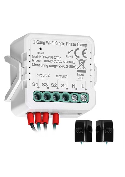 Tuya Wifi 2 Gang 80A Tek Faz Kelepçe Güneş Pv Çift Yönlü Iki Yönlü Enerji Ölçer Uygulama Kontrolü (Yurt Dışından)