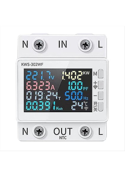Taya Wıfı Güç Ölçer Renk Ekran 2p Çok Fonksiyonlu Ac Enerji Ölçer Mobilephone Remototely App Kontrolü 170-300V/63A - A - A (Yurt Dışından)