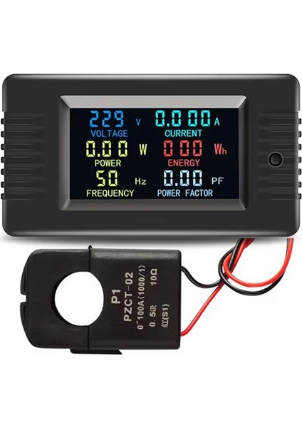Peacefair PZEM-022 Dijital Metre 6in1 Renk LED Ekran Tek Faz Enerji Ölçer Voltmetre Kwh Metre+Açık Ct 100A (Yurt Dışından)