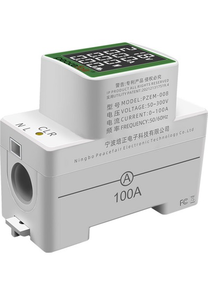 Peacefair Din Dem Rail Güç Enerji Ölçer Kwh Metre Wattmetre Çok Dijital Ammetre Voltmetre Ac 50-300V 100A (Yurt Dışından)