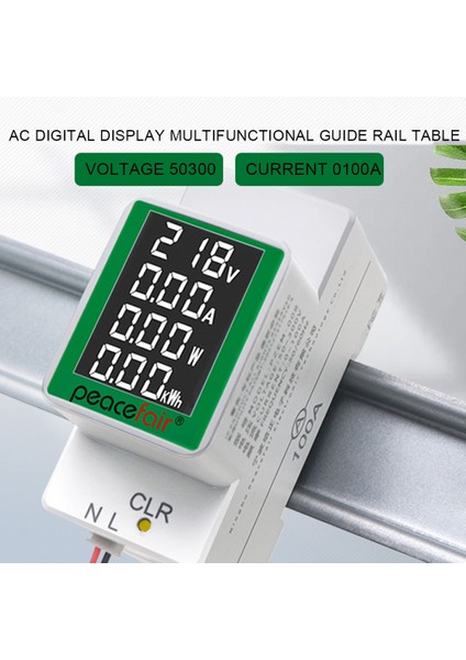 Peacefair Din Dem Rail Güç Enerji Ölçer Kwh Metre Wattmetre Çok Dijital Ammetre Voltmetre Ac 50-300V 100A (Yurt Dışından) modelleri