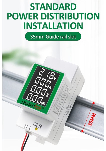 Peacefair Din Dem Rail Güç Enerji Ölçer Kwh Metre Wattmetre Çok Dijital Ammetre Voltmetre Ac 50-300V 100A (Yurt Dışından) indirimleri