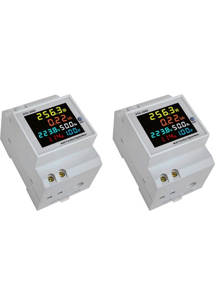2x Din Rail Ac Monitör 6in1 40-300V 100A Voltaj Akım Güç Faktörü Aktif Kwh Enerji Frekans Metre Volt Amp (Yurt Dışından)