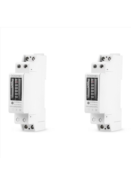 2x Hanehalkı Dın Demiryolu Tek Fazlı Elektrik Güç Tüketimi Wattmetre Enerji Ölçer Kwh Sayacı (Yurt Dışından)