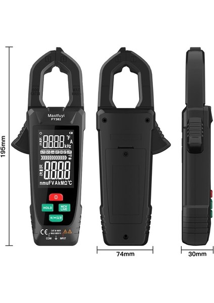 Mastfuyi Dijital Kelepçe Ölçer Büyük Ekran Multimetre 9999 Ac Voltaj Akım Kapasitans Otomatik Düzeltme Yanlış Dişli (Yurt Dışından) indirimleri