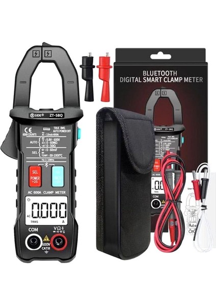 Bıde Zt-5bq Bluetooth Kelepçe Ölçer Multimetre Dijital Akım Ölçer Ac/dc Voltmetre Ammeter Otomatik Aralık Test Cihazı Siyah (Yurt Dışından)