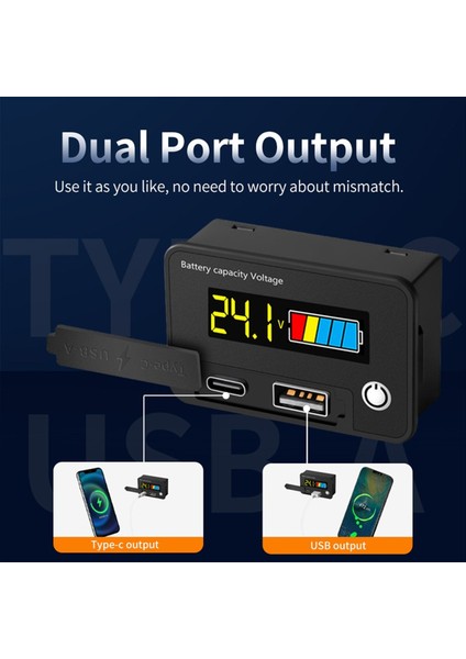 Dc 8-30V LCD Dijital Pil Voltmetre Kapasite Göstergesi Lityum Asit Pil Voltaj Test Cihazı Tiper Typec Çıkışı A (Yurt Dışından) indirimleri