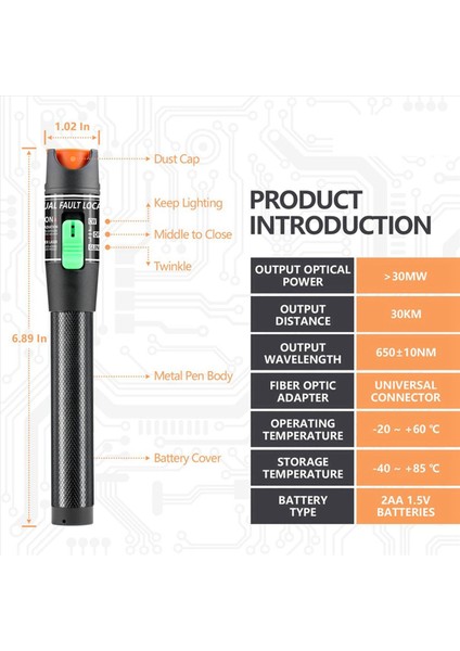 2x Görsel Arıza Bulucu 30MW Optik Fiber Kablo Test Cihazı Fc Erkek Ila Lc Dişi Adaptörü 30KM Kırmızı Işık Kaynak Ölçer (Yurt Dışından) modelleri