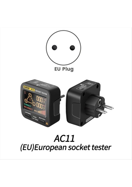 Aneng AC11 Dijital Akıllı Soket Test Cihazı Voltaj Testi Dedektörü Toprak Nötr Faz Kontrolü Rcd Ncv Testi Eu-Plug (Yurt Dışından) modelleri