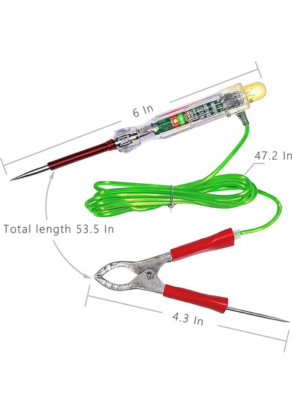 2x Otomotiv LED Devre Test Cihazı 6-24V Çift Problu Test Işığı 47 Inç Antifrizli Tel Timsah Klipsi Test Için (Yurt Dışından) indirimleri