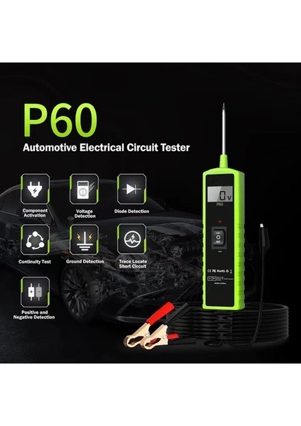 P60 Otomotiv Devre Test Makinesi Araç Elektrik Sistemi Kısa Test Cihazı 6-30V Dc LCD El Feneri Bileşen Aktivasyonu (Yurt Dışından) fiyatları