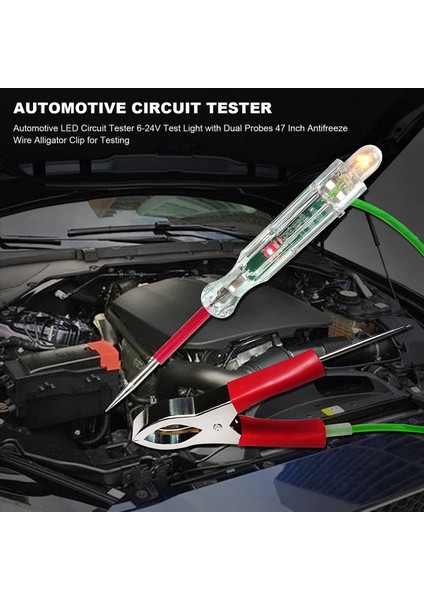 Otomotiv LED Devre Test Cihazı 6-24V Çift Problu Test Işığı 47 Inç Antifriz Tel Timsah Klipsi Test Için (Yurt Dışından) fırsatları
