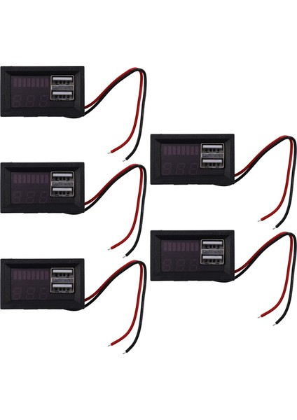 5x Kırmızı LED Dijital Ekran Voltmetre Metre Volt Test Cihaz Paneli Dc 12V Otomobil Araçları USB 5V2A Çıktı 12 6V Pil (Yurt Dışından)