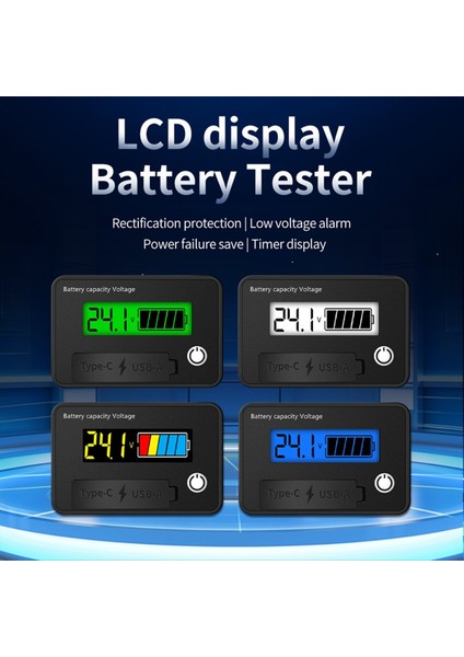Dc 8-30V LCD Dijital Pil Voltmetre Kapasite Göstergesi Lityum Asit Pil Voltaj Test Cihazı Ölçer Aracı Typec Çıkışı C (Yurt Dışından) indirimleri