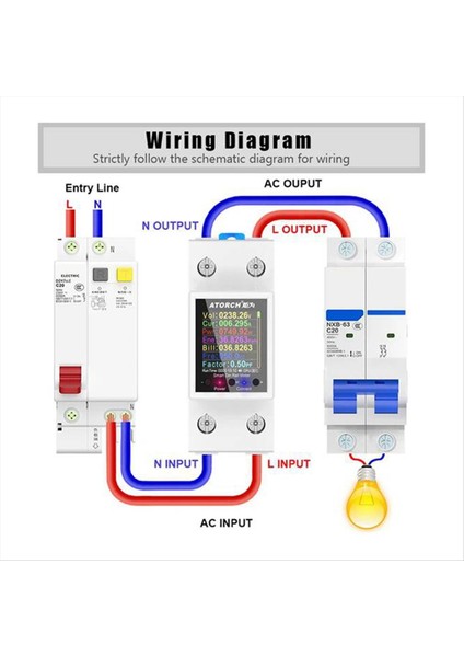 Atorch GR2P Elektrik Ölçer Tuka Ray Güç Enerji Ölçer AC50-320V Dijital Ekran Monitör Voltaj Eğrisi Temel Sürüm Ampermetre (Yurt Dışından)