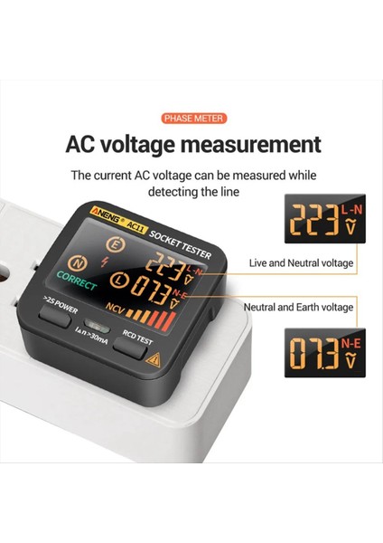 Aneng AC11 Dijital Akıllı Soket Test Cihazı Voltaj Testi Soket Dedektörü Toprak Nötr Faz Kontrolü Rcd Ncv Testi Us-Plug (Yurt Dışından) modelleri