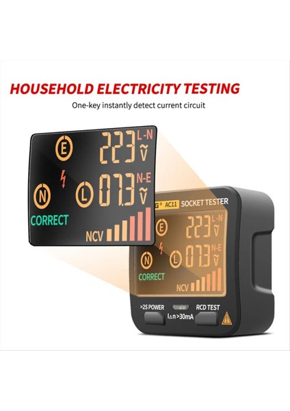 Aneng AC11 Dijital Akıllı Soket Test Cihazı Voltaj Testi Soket Dedektörü Toprak Nötr Faz Kontrolü Rcd Ncv Testi Us-Plug (Yurt Dışından) fırsatları