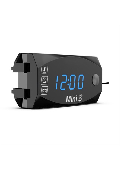 LCD Ekran Voltmetre Su Geçirmez IP67 Motosiklet Scooter Otomobil Teknesi Için Dijital Zaman Saati 3-1 Arada Termometre Mavi Işık (Yurt Dışından)