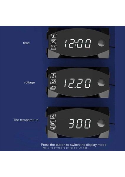 LCD Ekran Voltmetre Su Geçirmez IP67 Motosiklet Scooter Otomobil Teknesi Için Dijital Zaman Saati 3-1 Arada Termometre Mavi Işık (Yurt Dışından) fiyatları