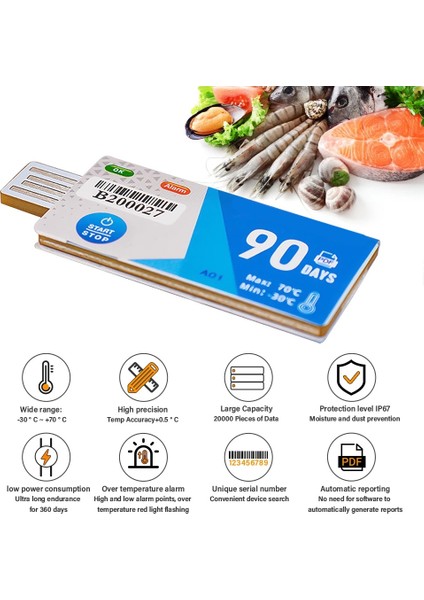 90 Gün USB Arayüz Sıcaklık Günlüğü Veri Depo Depolama Soğutmalı Taşıma (Yurt Dışından) modelleri