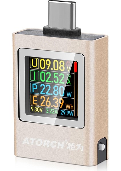 Atorch USB C Test Cihazı Güç Ölçer Type-C Test Cihazı Dijital Multimetre 4-50V 0-12A Voltaj Akım Test Merkezi Voltaj Dedektörü A (Yurt Dışından)