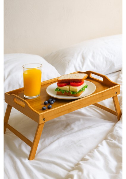 Katlanır Ayaklı Bambu Yatak Keyif Tepsisi (50CM*30CM), Portatif Tepsi fiyatları