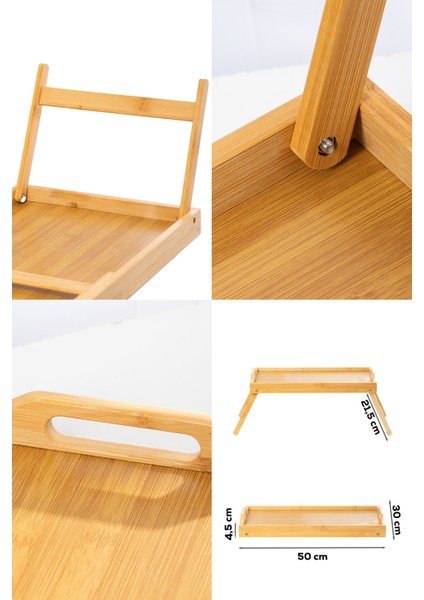 Katlanır Ayaklı Bambu Yatak Keyif Tepsisi (50CM*30CM), Portatif Tepsi