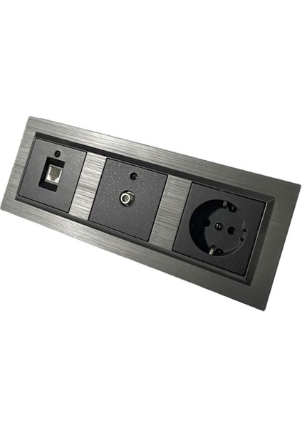 Ovivo Quantum Manyetik Gri 3'lü Set Topraklı Priz + Uydu (Televizyon) Prizi + Nümeris (Telefon) Prizi