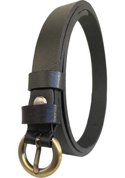 Deri Gold Tokalı Siyah Çok Ince Kadın Kemeri, 1.8 cm indirimleri