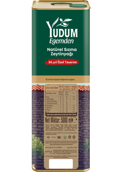 Egemden Sızma Zeytinyağı Yumuşak Lezzet 5 lt