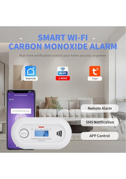Wifi Akıllı Karbon Monoksit Alarmı Tuya App Kontrollü Wifi Co Gaz Dedektörü 10 Yıllık Yaşam Pili Ce En 50291 VC21W (Yurt Dışından) fırsatları