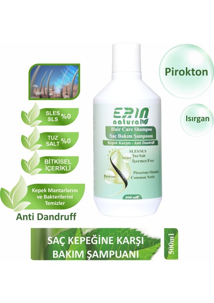 Kepeğe Karşı Etkili Şampuan Sülfatsız & Tuzsuz 500 ml