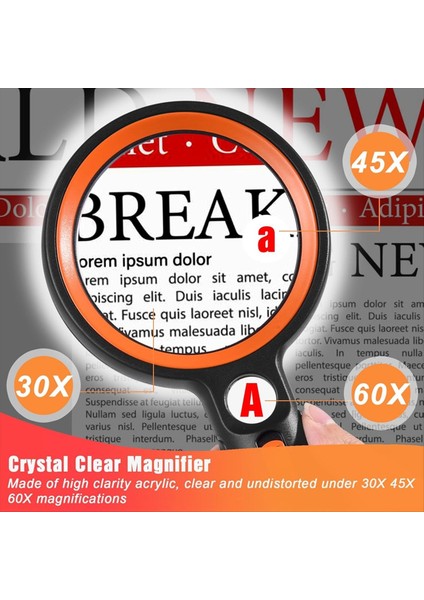 Okuma Işığı ile El Taşınır Büyüteç 30 LED Okuma Büyüteç 1 Uv Işık Yaşlılar Için 2 Mod Muayene Madeni Paralar (Yurt Dışından) fırsatları