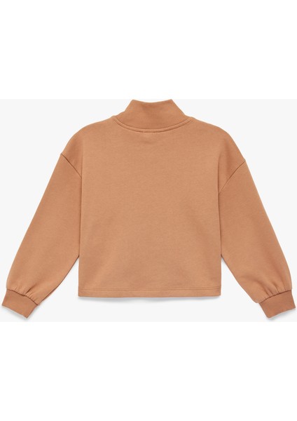 Pamuklu Uzun Kollu Dik Yaka Pullu Payetli Şardonlu Sweatshirt fiyatları