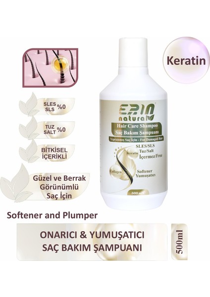 Yıpranmış Saç Için Bakım Şampuanı - Sülfatsız & Tuzsuz 500 Ml